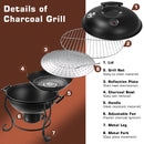 TOKTOO 17-Inch Charcoal BBQ & Fire Pit with Adjustable Fan for Camping and Outdoor