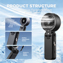 Portable Misting Fan with 18H Battery Life, 100 Speed Adjustable Personal Cooling Fan, Rechargeable Handheld & Desktop Fan with 1 Hour Mist Tank, Handle Stand and Lanyard