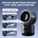 Portable Misting Fan, Clip-On or Flexible Tripod Personal Cooling Fan, Fine Mist Cools Air up to 15°F, 100 Speed Levels, Rechargeable Fan for Strollers, Golf Carts & Desktop Use