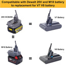 DM18DSV7V8 Battery Adapter Converter Convert Dewalt DCB205 20V Li-ion Batteries Milwaukee M18 18V Battery to for V7 V8 Battery V7/V8 Animal Motorhead Absolute Cordless Vacuums