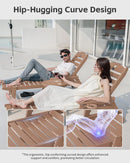 Aokia Plastic Lounge Chairs for Outside Set of 2 with Wheels & Cup Holder, Oversize HDPE 6-Position Chaise Lounge Outdoor Lounger for Patio & Pool.