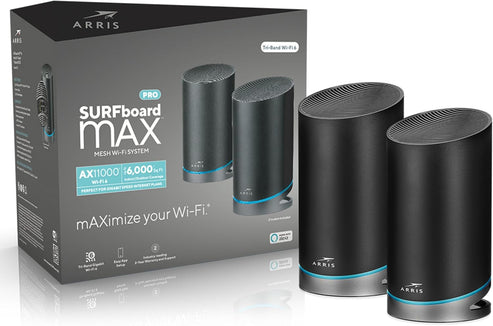 ARRIS SURFboard mAX Pro W133 Tri-Band Mesh Wi-Fi 6 System , AX11000 Wi-Fi Speed up to 11 Gbps , Coverage 6,000 sq ft , 4.8 Gbps Backhaul , Four 1 Gbps Ports per Node