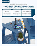 Tall Adirondack Chairs Set of 2 with 2-Layer Connecting Table, HDPE Bar Height Outdoor Table and Chairs with Umbrella Hole, All Weather Outdoor Bar Stools for Patio, Deck, Yard