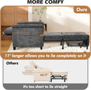 Convertible Sleeper Chair 79" Long Chair Bed w/Adjustable Backrest 4-in-1 Pull Out Lounge Chair 500 LBS Load Bearing Single Sofa Bed with Pillow for Living Room & Small Space