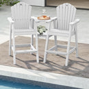 Tall Adirondack Chairs Set of 2 with 2-Layer Connecting Table, HDPE Bar Height Outdoor Table and Chairs with Umbrella Hole, All Weather Outdoor Bar Stools for Patio, Deck, Yard