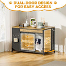 38" Dog Crate Furniture - Dog Crate with DIY Frame, Sliding Door Indoor Kennel, Wooden Dog Cage End Table, for Medium/Large Breed, Rustic Brown Size L