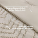 Litanika Comforter Full Queen King Size Set with Sheets Beige - 7 Pieces Bed in a Bag Full Chevron Tufted Complete Bedding Sets with Comforter, Sheets, Pillowcases & Shams