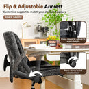 Criss Cross Chair with Wheels & Flip Arms, Wide Cross Legged Office Chair with Adjustable Tilt Criss-Cross Desk Chair with Lumbar Support for Home Office, Bedroom, Apartment Black