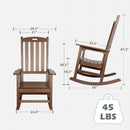 Patio Oversized Rocking Chair Outdoor, Weather Resistant, Low Maintenance, High Back Front Porch Rocker Chairs 385lbs Support