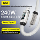 240W USB-C to USB-C PD Fast Charging Cable with Smart Power Display, Braided Durable Cable for Laptops, Tablets & Phones