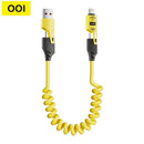 OOI Armored Dragon Vlll 4-in-1 Coiled Universal USB Charger Cable-65W Fast Car Charging & Data Sync for iPhone 16/15, iPad Pro,Electronic(Charging suit)
